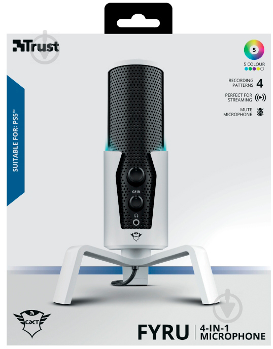 Мікрофон Trust GXT 258W Fyru USB 4-in-1 PS5 Compatible White (24257) (24257) - фото 10