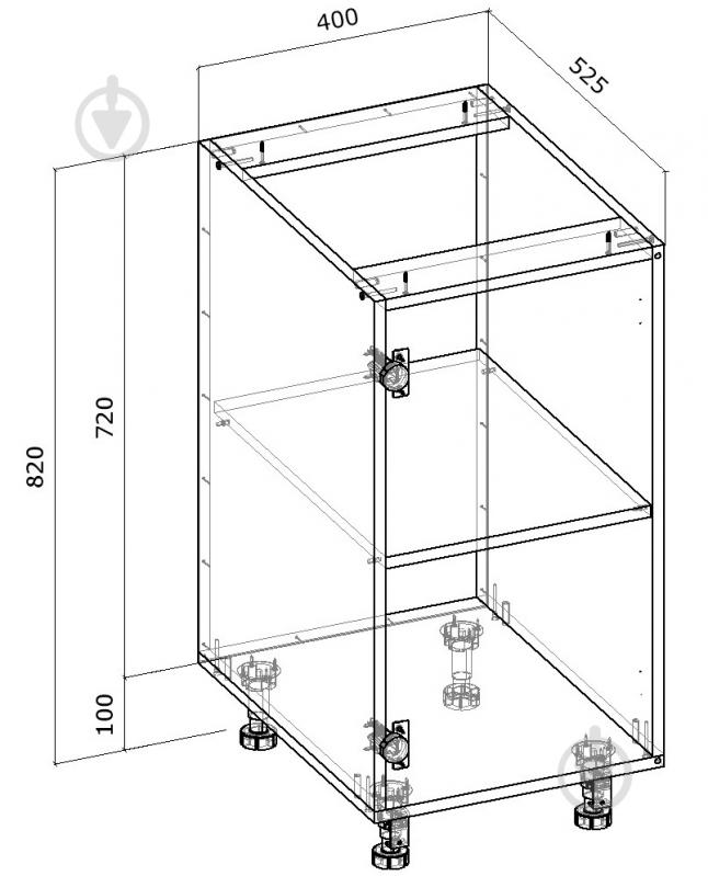 Тумба нижняя распашная 400x820x522 мм орех лесной - фото 2