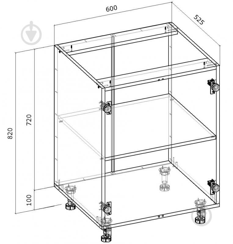 Тумба нижня розпашна 600x820x522 мм горіх лісовий - фото 2