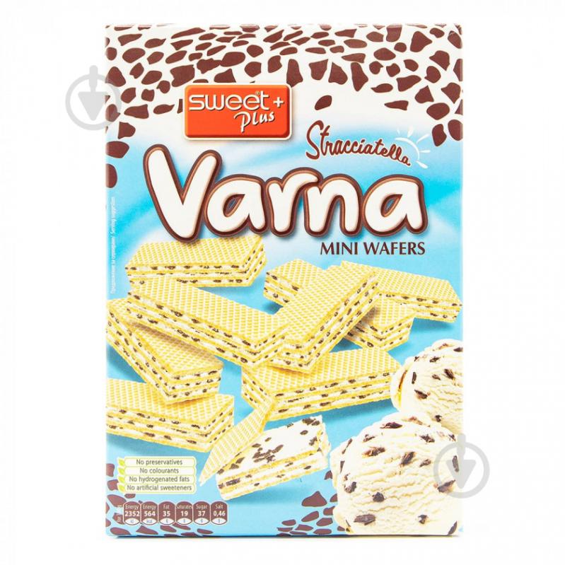 Вафли VARNA Sweet Plus Stracciatella с молочным кремом и крошкой из какао-печенья 240 г 72 г - фото 1