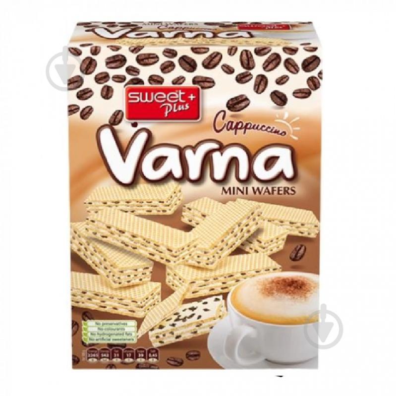 Вафлі VARNA Sweet Plus Cappuccino з кремом капучіно і шматочками какао-печива - фото 1