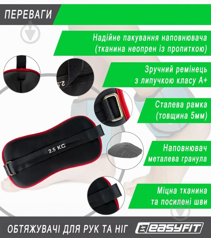 Обважнювачі EasyFit Comfort EF-1025-R 2x2,5 кг - фото 3