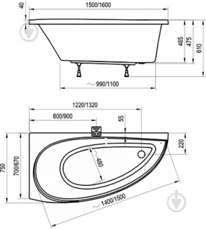 Ванна акриловая Ravak Avocado R CS01000000 150х75 см - фото 2