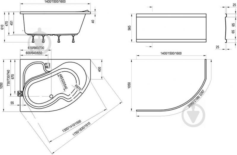 Ванна акрилова Ravak 150х105 см Rosa L 150х105 см (CK01000000) - фото 2