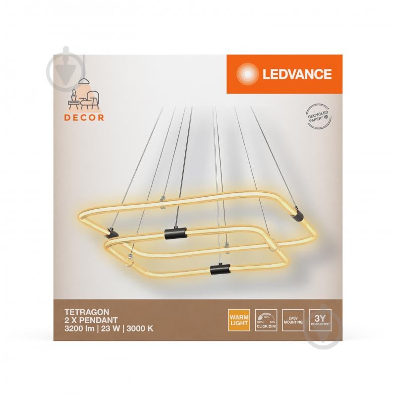 Подвес Ledvance Decor Tetragon 2XPendant Click DIM 3000К 23 Вт черный - фото 12