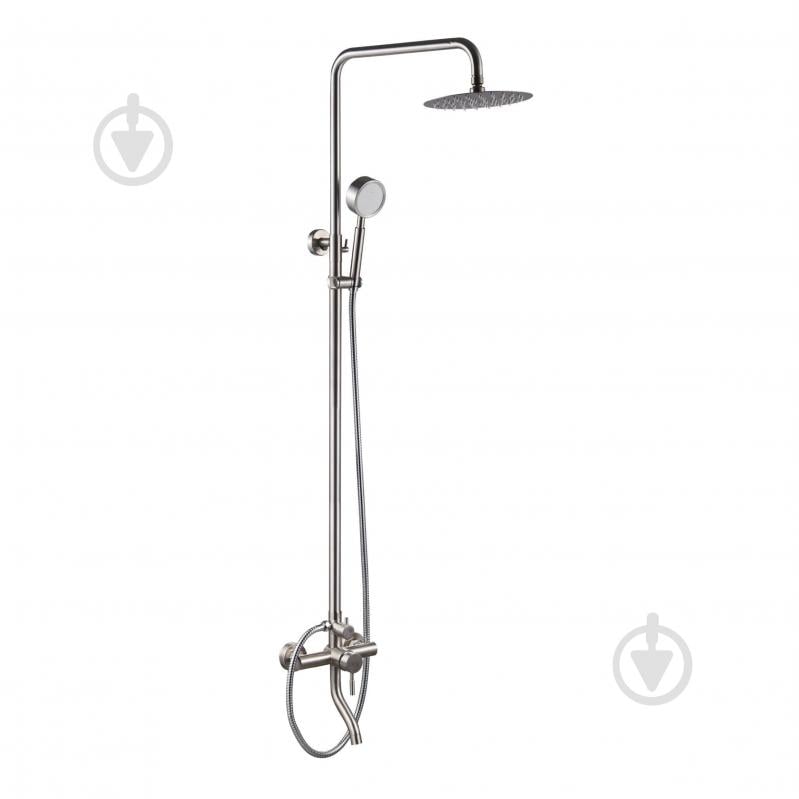 Душевая система RJ LUX SS (смеситель для ванны, душ d200 мм, лейка 80 мм 1 режим, шланг 1500 мм SS), сталь - фото 1 Душевая система RJ LUX SS (смеситель для ванны, душ d200 мм, лейка 80 мм 1 режим, шланг 1500 мм SS), сталь - фото 1