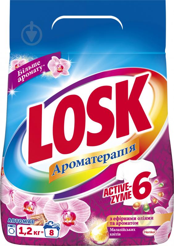 Порошок для машинной и ручной стирки Losk аромат Малайзийских цветов 1,2 кг - фото 1