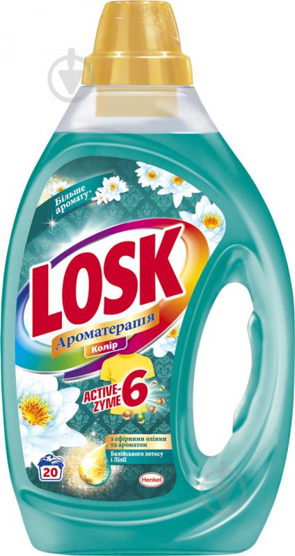 Гель для машинного та ручного прання Losk Color Ароматерапія з ефірними оліями та ароматом Балійського лотосу та лілії 1 л - фото 1