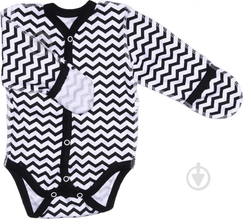 Боди унисекс Bambinelli Зигзаг р.56 черный с белым - фото 1