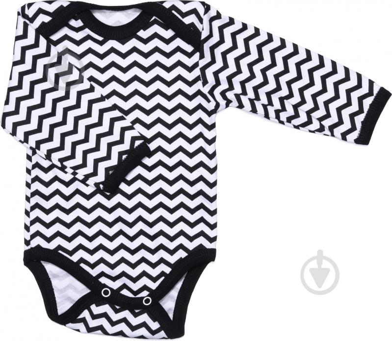 Боди детское для девочки для мальчика унисекс Bambinelli зигзаг р.68 черно-белый - фото 1