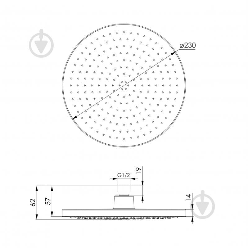 Верхний душ Imprese LSR-230BR d230 мм ABS хром (f02600101AH) - фото 2