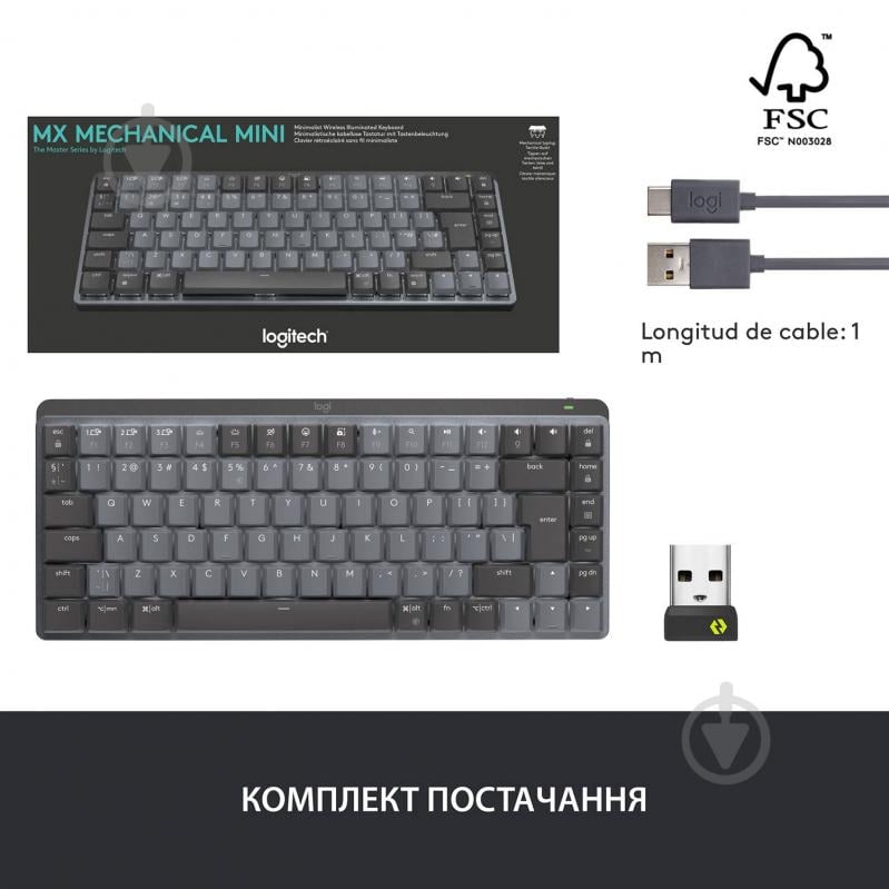 Клавиатура Logitech MX Mechanical Mini Minimalist Wireless Illuminated graphite (920-010780) - фото 11