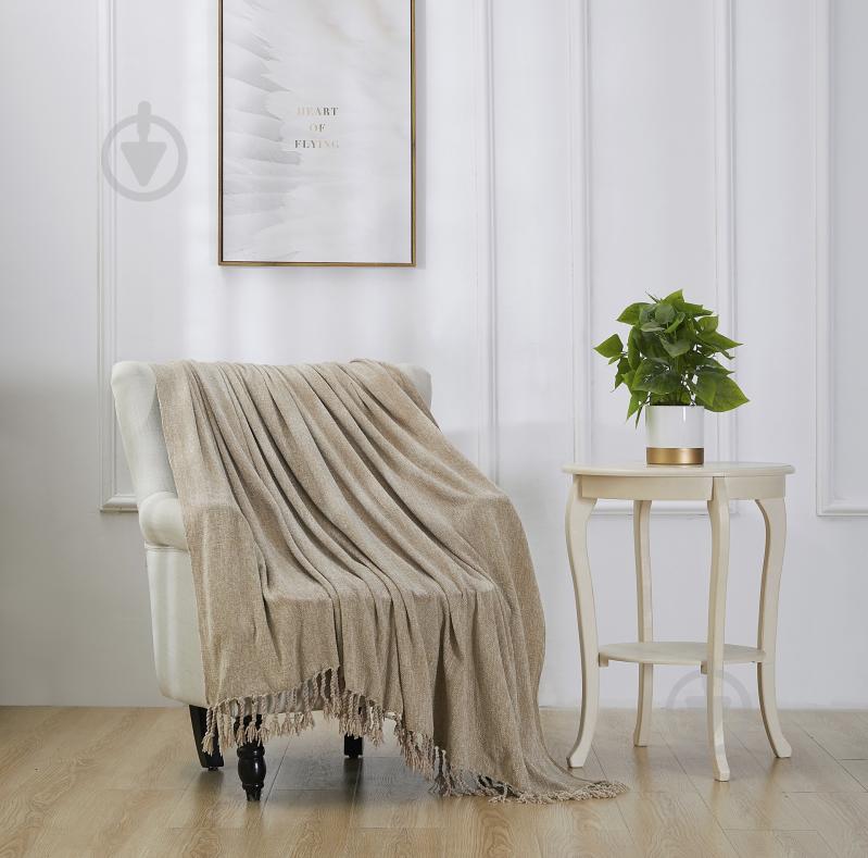 Плед Chenille Fringes 160x200 см бежевый La Nuit - фото 1 Плед Chenille Fringes 160x200 см бежевый La Nuit - фото 1