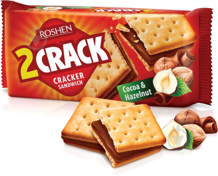 Крекер Roshen 2 CRACK з начинкою какао-горіх БКР 26 шт (4823077625022) 50 г - фото 2