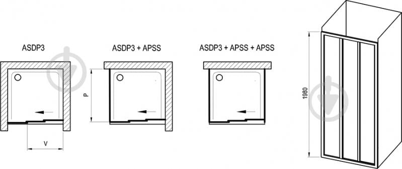 Душевые двери Ravak ASDP3-100 198 - фото 3