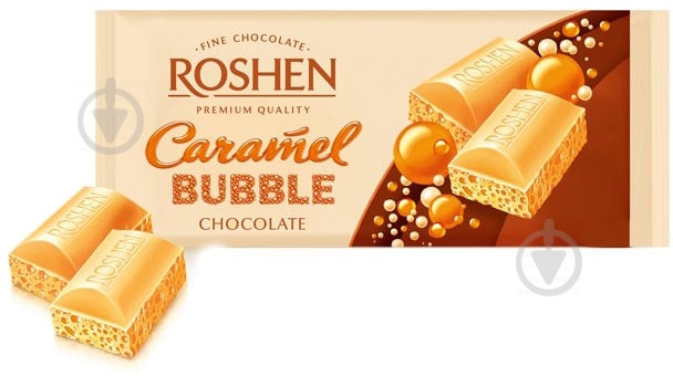 Шоколад Roshen пористий білий карамельний 80 г - фото 1