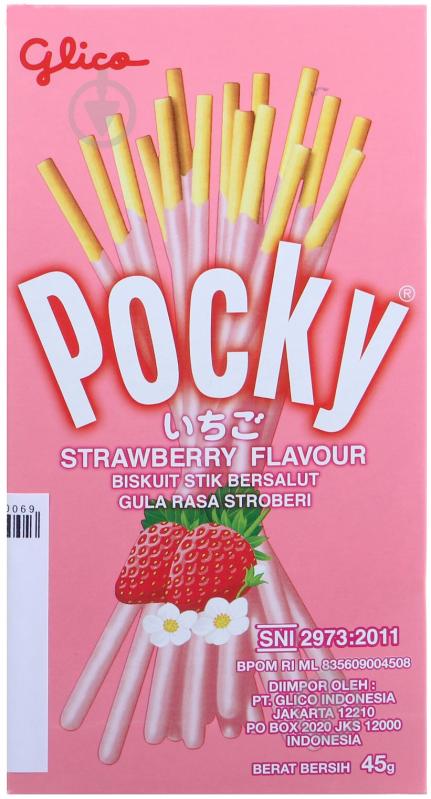 Соломка Glico Pocky бісквітна зі смаком полуниці 45 г - фото 1