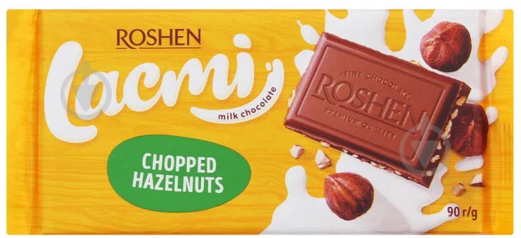 Шоколад Roshen Lacmi молочний з подрібненим лісовим горіхом 90 г - фото 1