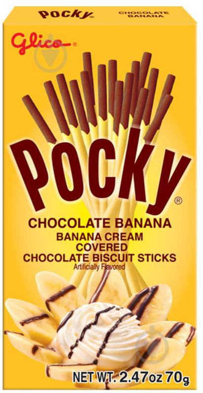 Соломка Glico Шоколадно-бісквітна зі смаком банана 45 г (Pocky) - фото 1