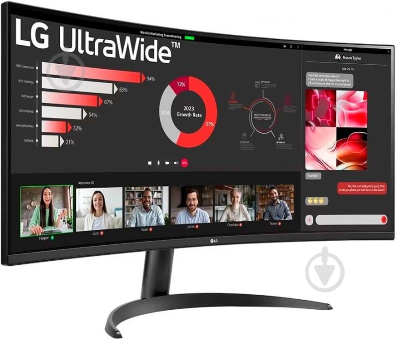 Монитор LG Curved UltraWide 34WR50QC-B 34" (34WR50QC-B) - фото 2