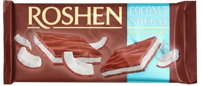 Шоколад Roshen молочний з кокосовою нугою 90 г - фото 1
