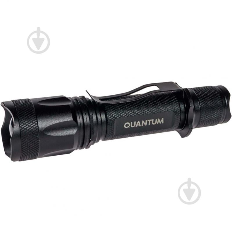 Світлодіодний ліхтарик Quantum QM-FL1010 з zoom-фокусом серія Техно чорний - фото 1