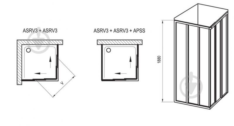 Стенка душевая Ravak ASRV3- 75 GRAPE - фото 3 Стенка душевая Ravak ASRV3- 75 GRAPE - фото 3