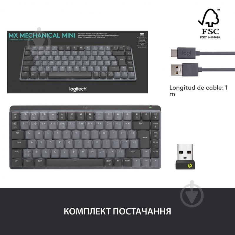 Клавіатура Logitech MX Mechanical Mini Clicky Minimalist Wireless Illuminated graphite (920-010782) - фото 12