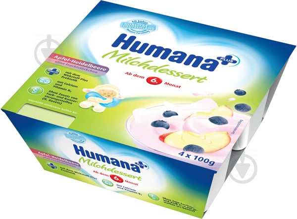 Кисломолочный продукт Humana с яблоком и черникой 4x100 г (4031244701107) - фото 1