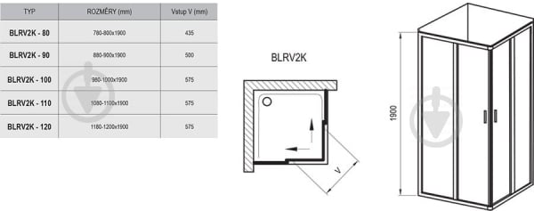 Стінка душова Ravak BLRV2K-110 TRANSPARENT - фото 3