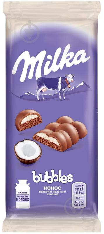Шоколад Milka Bubbles молочный пористый с кокосом 97 г - фото 2