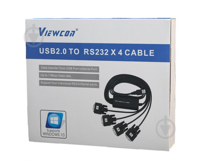 Кабель-перехідник Viewcon USB2.0-4хCOM (9+25pin) 1,4 м чорний (VE671) - фото 4