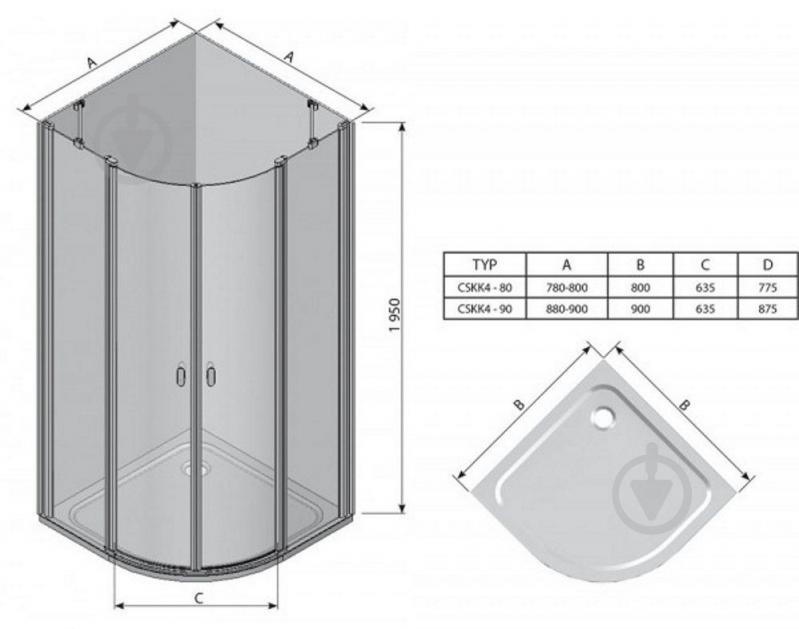 Душевая кабина Ravak CSKK4-90 white TRANSPARENT - фото 3 Душевая кабина Ravak CSKK4-90 white TRANSPARENT - фото 3