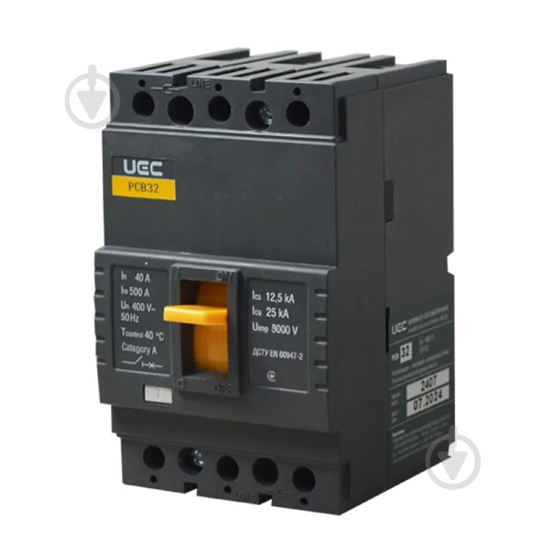Автоматичний вимикач UEC PCB32 3Р 40А 25кА MCCB-PCB-32-3-0040 - фото 1