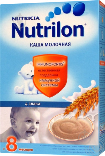 Каша молочна Nutrilon від 8 місяців 4 злаки 225 г - фото 1