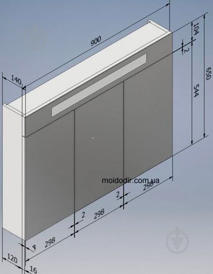 Дзеркальна шафа Мойдодир Оскар ЗШ-90 3D LED - фото 3