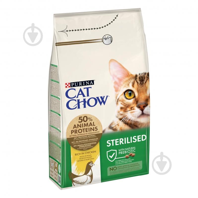 Корм сухой для взрослых стерилизованных кошек Cat Chow by Purina Sterilised с курицей 1,5 кг - фото 3 Корм сухой для взрослых стерилизованных кошек Cat Chow by Purina Sterilised с курицей 1,5 кг - фото 3