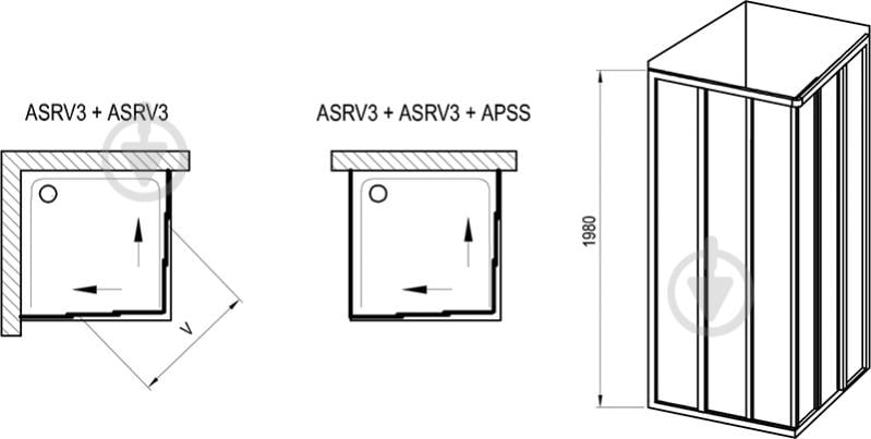 Душевая кабина Ravak Asrv3-80-198 черный + grape - фото 3