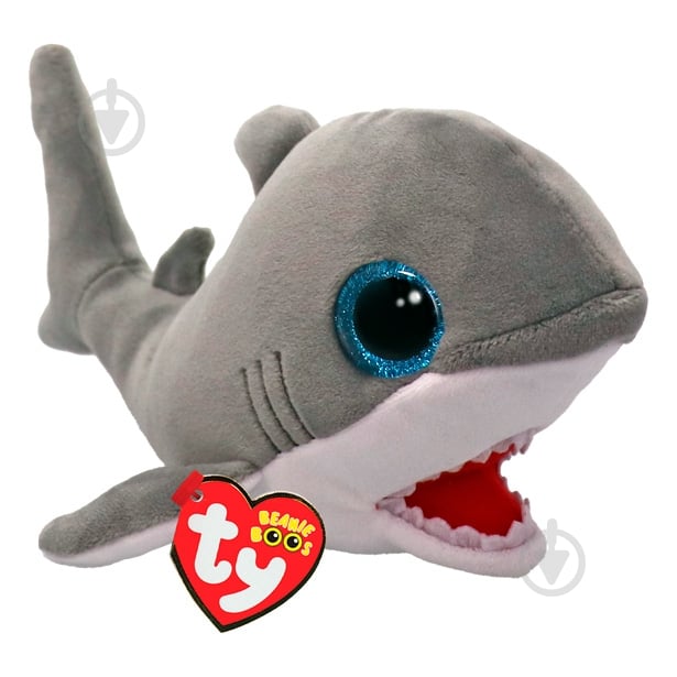 М'яка іграшка TY Beanie Babies Сіра акула Finnegan 15 см 37376 - фото 1
