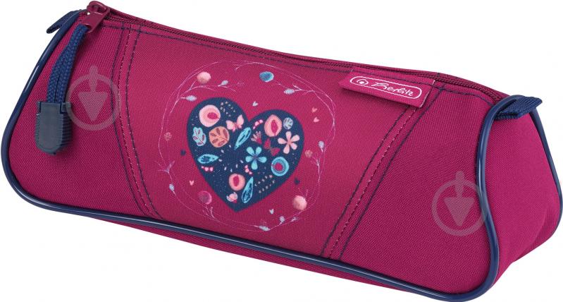 Пенал Triangular Heart 50026258 Herlitz розовый с рисунком - фото 1