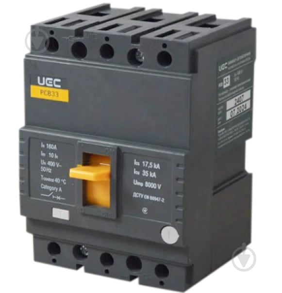 Автоматический выключатель UEC PCB33 3Р 160А 35кА MCCB-PCB-33-3-0160 - фото 1