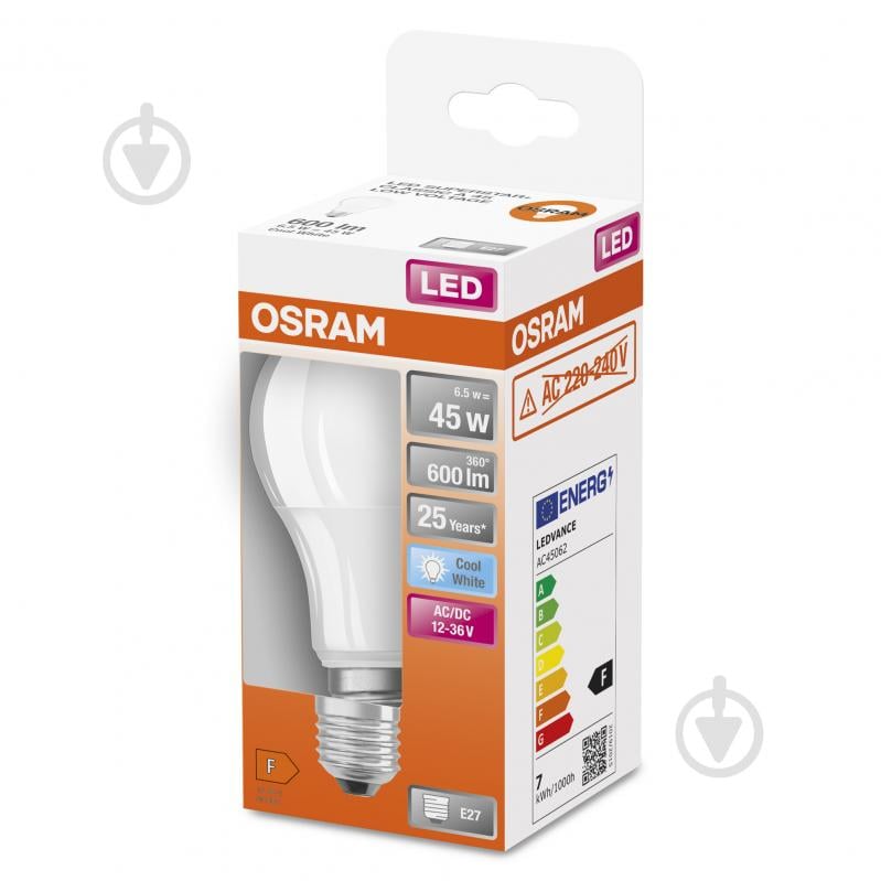 Лампа светодиодная Osram 6,5 Вт CLA60 матовая E27 12 В 4000 К - фото 2