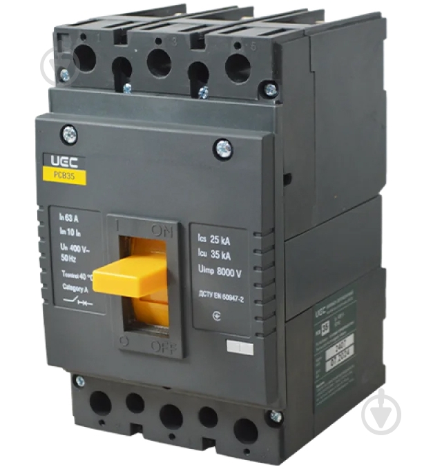 Автоматичний вимикач UEC PCB35 3Р 63А 35кА MCCB-PCB-35-3-0063 - фото 1 Автоматичний вимикач UEC PCB35 3Р 63А 35кА MCCB-PCB-35-3-0063 - фото 1