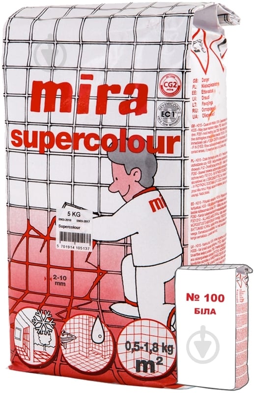 Затирка для плитки Mira Supercolour 100 5 кг белый - фото 1