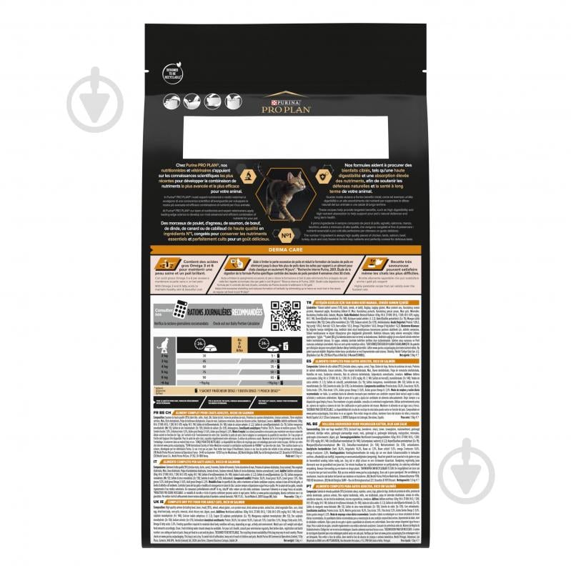 Корм сухой для взрослых кошек ProPlan by Purina Adult 1+ Derma Care поддержка здоровья кожи и красоты шерсти с лососем 1,5 кг - фото 3