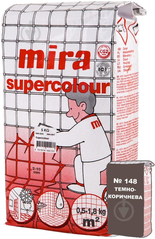 Затірка для плитки Mira Supercolour 148 5 кг темно-коричневий - фото 1