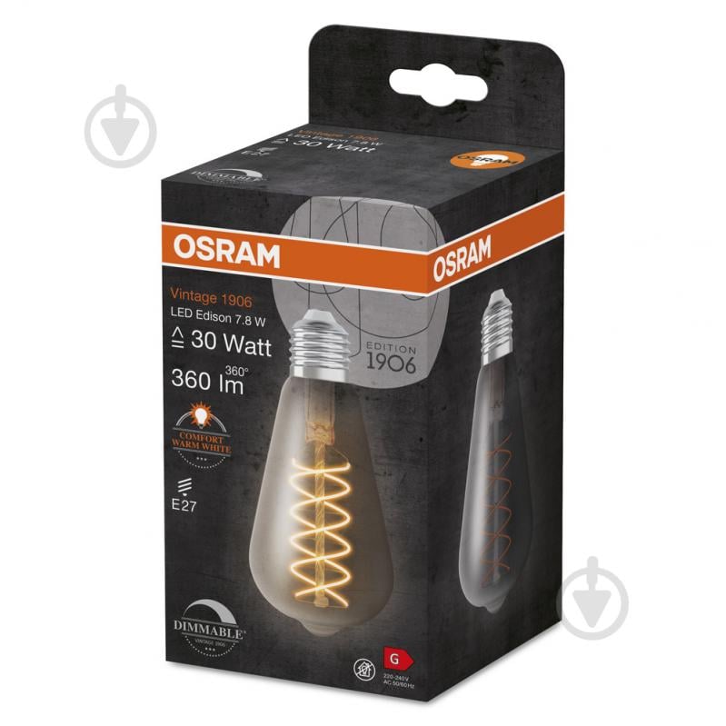 Лампа світлодіодна Osram Vintage FIL Edisson 818 SM dim 7,8 Вт прозора E27 220 В 1800 К - фото 3