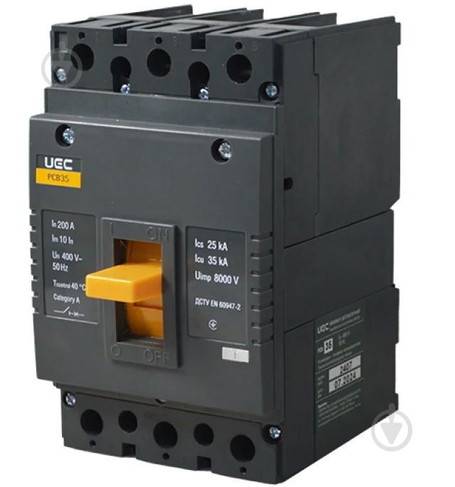 Автоматичний вимикач UEC PCB35 3Р 200А 35кА MCCB-PCB-35-3-0200 - фото 1 Автоматичний вимикач UEC PCB35 3Р 200А 35кА MCCB-PCB-35-3-0200 - фото 1