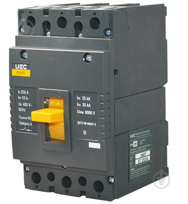 Автоматический выключатель UEC PCB35 3Р 250А 35кА MCCB-PCB-35-3-0250 - фото 1
