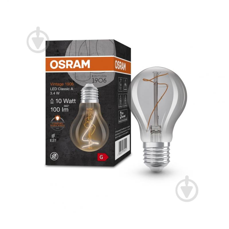 Лампа світлодіодна Osram Vintage FIL CLA 818 SM 3,4 Вт прозора E27 220 В 1800 К - фото 3